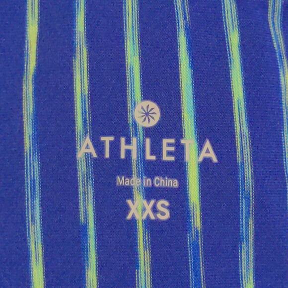 Athleta Womens Shirt Top Yellow Blue Stripe Long Sleeve Scoop Neck Stretch XXS - Picture 9 of 12